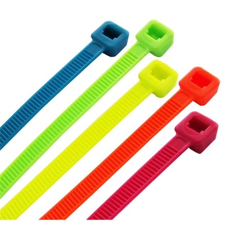 Steel Grip Cable Tie Assortment, 8 in L, 1.97 in Max Bundle Dia., Assorted Colors, Polypropelene 3004676
